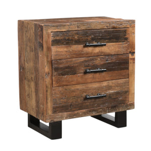 HomeRoots 30" Rustic Dark Brown Solid Wood Nightstand with 3 Drawers, Ample Storage & Vintage Charm 521225