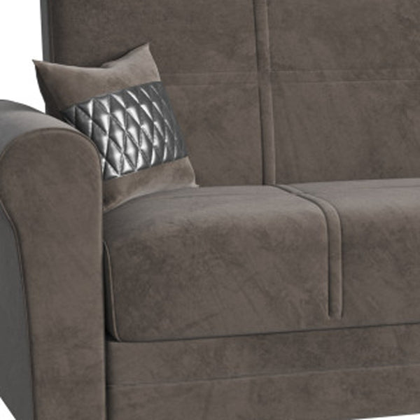 Homeroots 89" Gray Microfiber Sleeper Sleeper Sofa And Toss Pillows With Silver Legs   521230