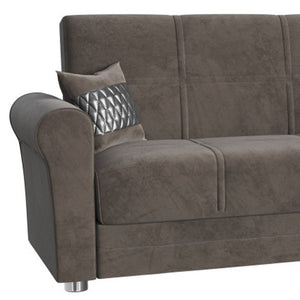 Homeroots 89" Gray Microfiber Sleeper Sleeper Sofa And Toss Pillows With Silver Legs   521230