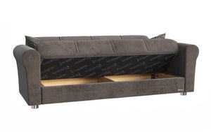 Homeroots 89" Gray Microfiber Sleeper Sleeper Sofa And Toss Pillows With Silver Legs   521230