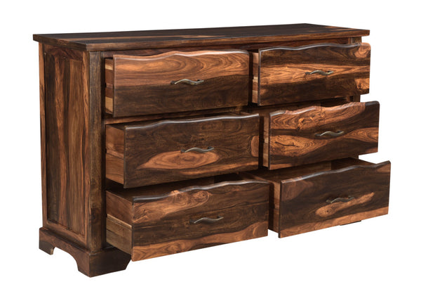 Homeroots 60" Dark Brown Solid Wood Six Drawer Dresser  Solid Wood 521231