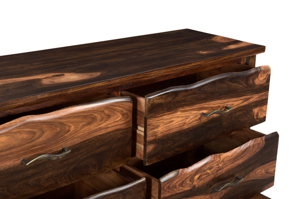 Homeroots 60" Dark Brown Solid Wood Six Drawer Dresser  Solid Wood 521231