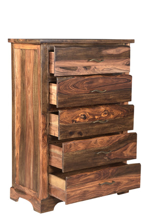 Homeroots 36" Dark Brown Solid Wood Five Drawer Chest  Solid Wood 521232