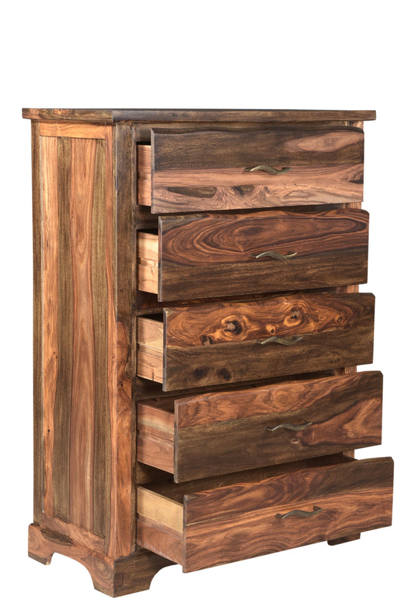 Homeroots 36" Dark Brown Solid Wood Five Drawer Chest  Solid Wood 521232