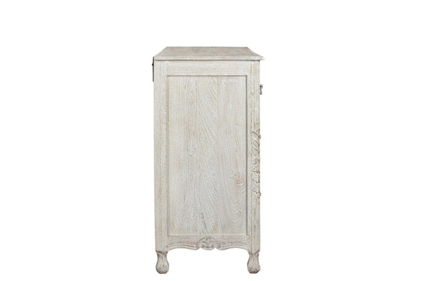 HomeRoots 57" Timeless Solid Wood Seven Drawer Dresser with Hand-Carved Details for Elegant Bedroom Storage 7 White 521235