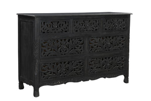 Homeroots 57" Black Solid Wood Seven Drawer Dresser  Solid Wood 521236