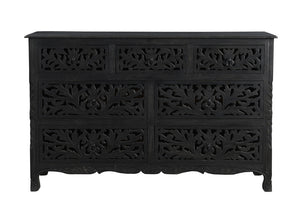 Homeroots 57" Black Solid Wood Seven Drawer Dresser  Solid Wood 521236