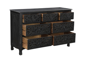 Homeroots 57" Black Solid Wood Seven Drawer Dresser  Solid Wood 521236