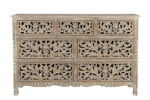 Homeroots 57" Gray Solid Wood Seven Drawer Dresser  Solid Wood 521237