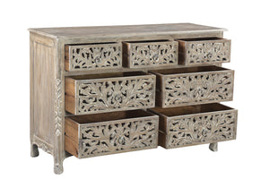 Homeroots 57" Gray Solid Wood Seven Drawer Dresser  Solid Wood 521237