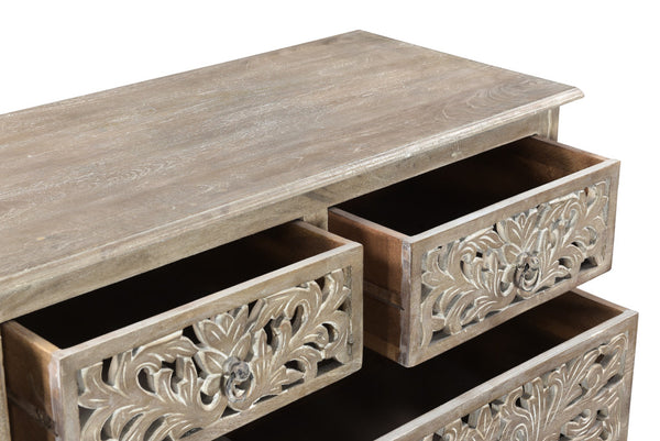 Homeroots 57" Gray Solid Wood Seven Drawer Dresser  Solid Wood 521237