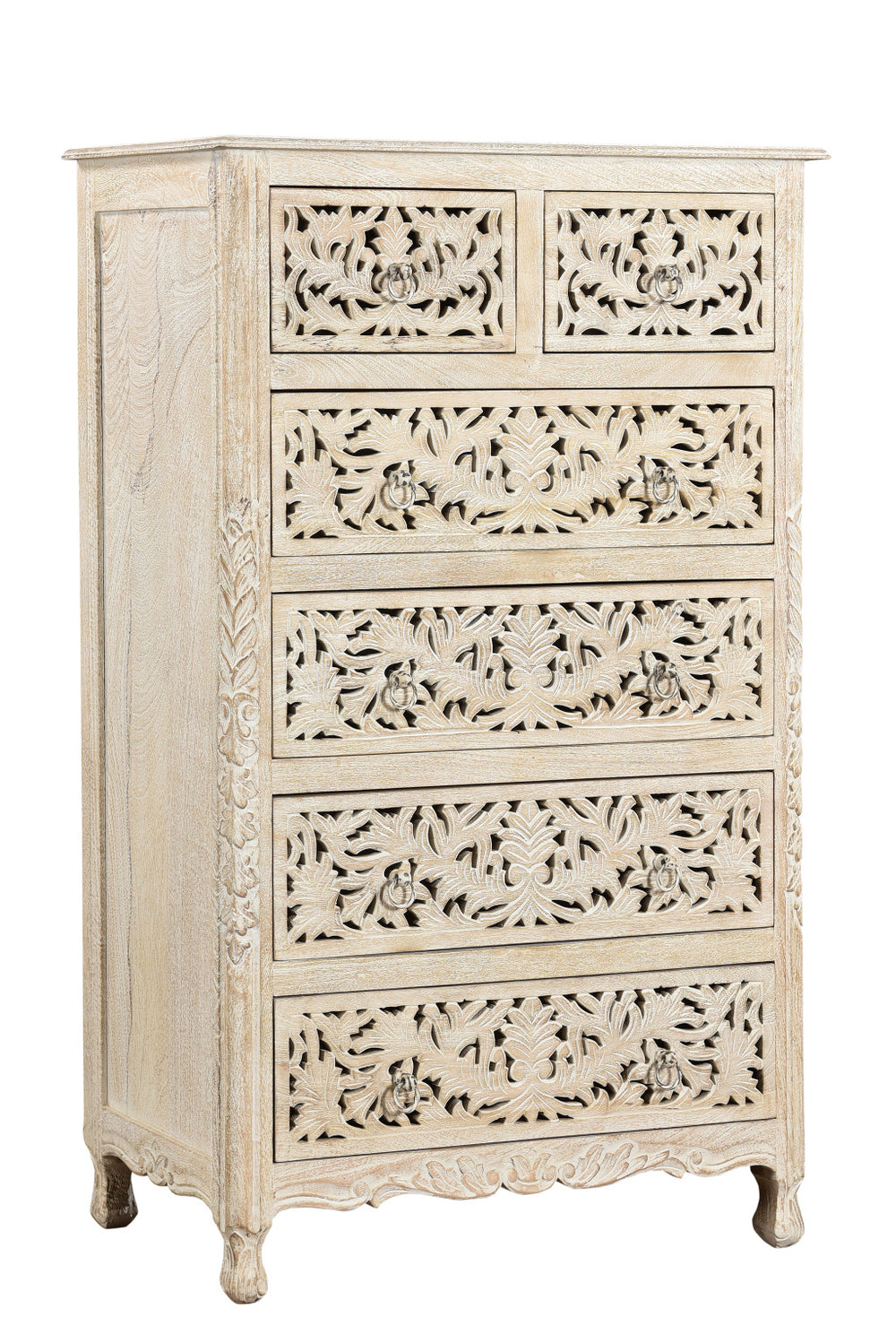 Homeroots 35" White Solid Wood Six Drawer Chest  Solid Wood 521239