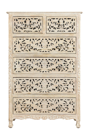 Homeroots 35" White Solid Wood Six Drawer Chest  Solid Wood 521239