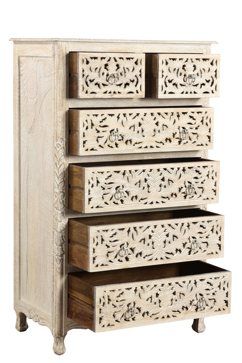 Homeroots 35" White Solid Wood Six Drawer Chest  Solid Wood 521239