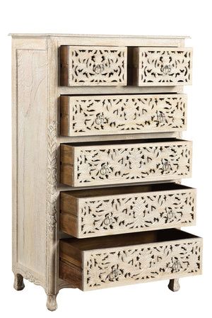 Homeroots 35" White Solid Wood Six Drawer Chest  Solid Wood 521239