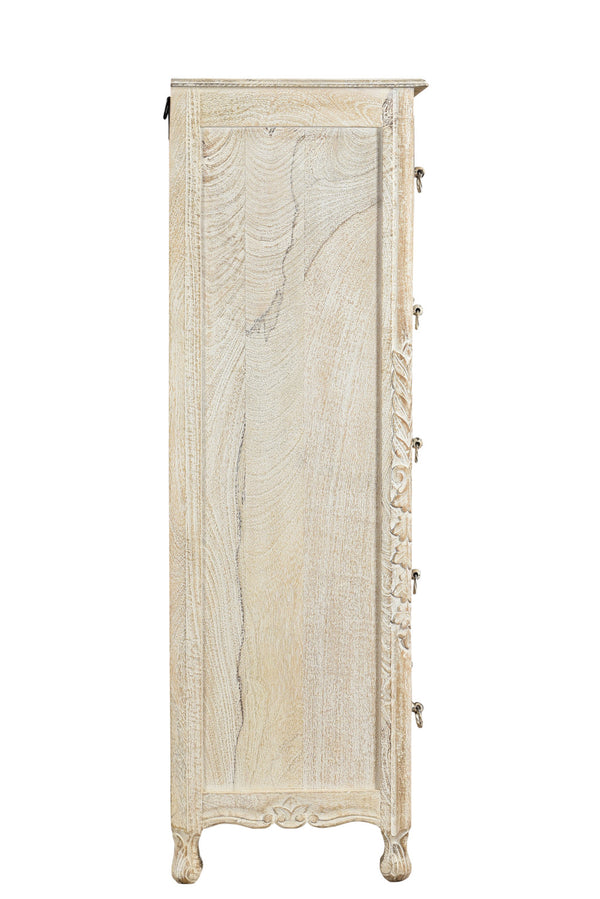 Homeroots 35" White Solid Wood Six Drawer Chest  Solid Wood 521239