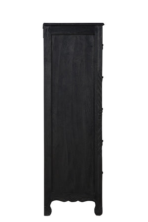 Homeroots 35" Black Solid Wood Six Drawer Chest  Solid Wood 521240