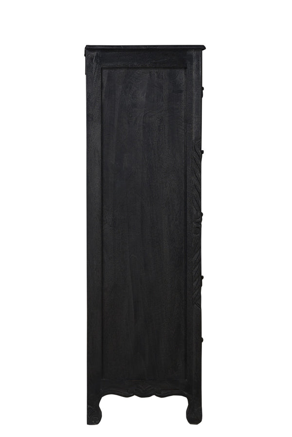 Homeroots 35" Black Solid Wood Six Drawer Chest  Solid Wood 521240