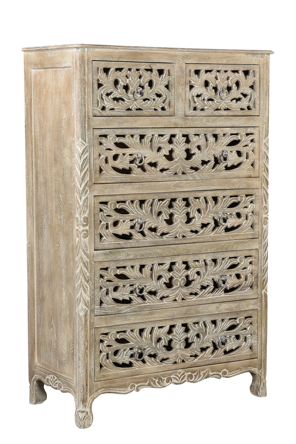 Homeroots 35" Gray Solid Wood Six Drawer Chest  Solid Wood 521241