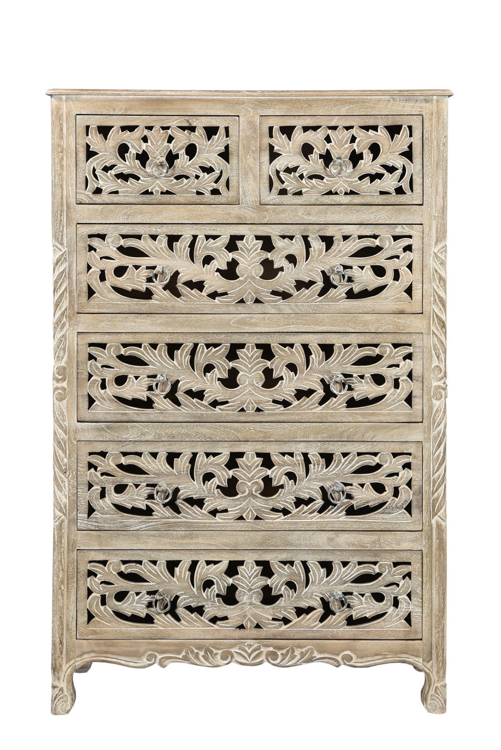 Homeroots 35" Gray Solid Wood Six Drawer Chest  Solid Wood 521241