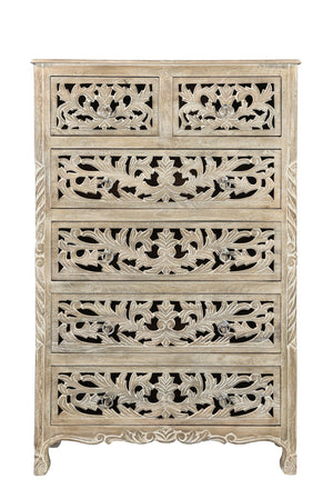 Homeroots 35" Gray Solid Wood Six Drawer Chest  Solid Wood 521241