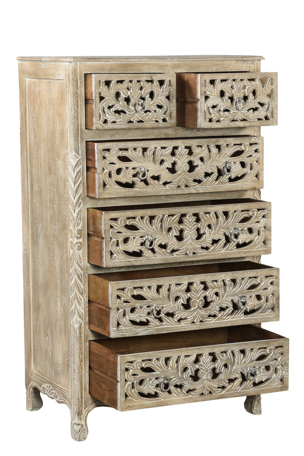 Homeroots 35" Gray Solid Wood Six Drawer Chest  Solid Wood 521241