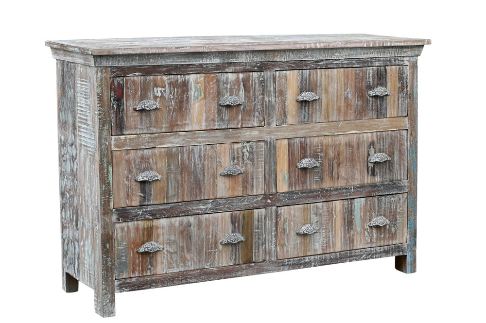 Homeroots 60" White Solid Wood Six Drawer Double Dresser  Solid Wood 521245