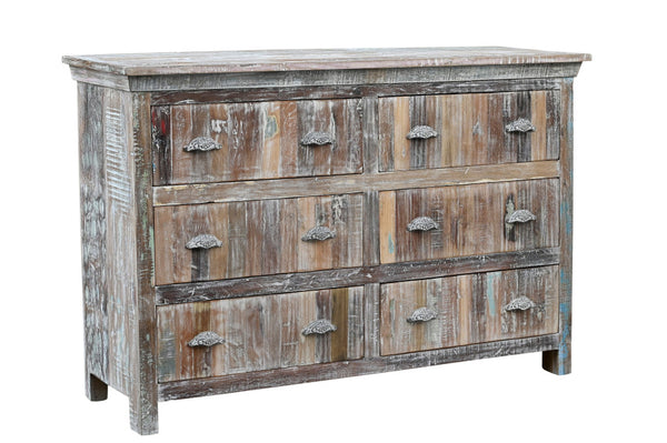 Homeroots 60" White Solid Wood Six Drawer Double Dresser  Solid Wood 521245