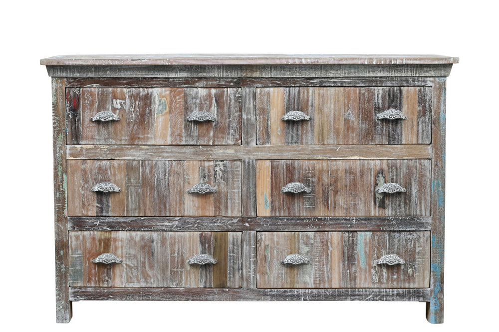 Homeroots 60" White Solid Wood Six Drawer Double Dresser  Solid Wood 521245