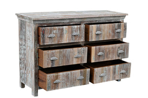 Homeroots 60" White Solid Wood Six Drawer Double Dresser  Solid Wood 521245