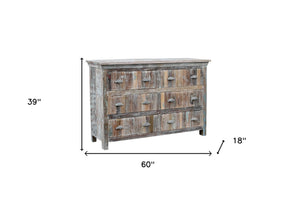 Homeroots 60" White Solid Wood Six Drawer Double Dresser  Solid Wood 521245