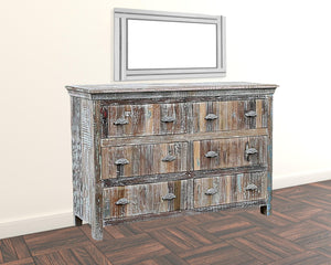 Homeroots 60" White Solid Wood Six Drawer Double Dresser  Solid Wood 521245