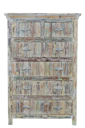 Homeroots 36" White Solid Wood Six Drawer Chest  Solid Wood 521246