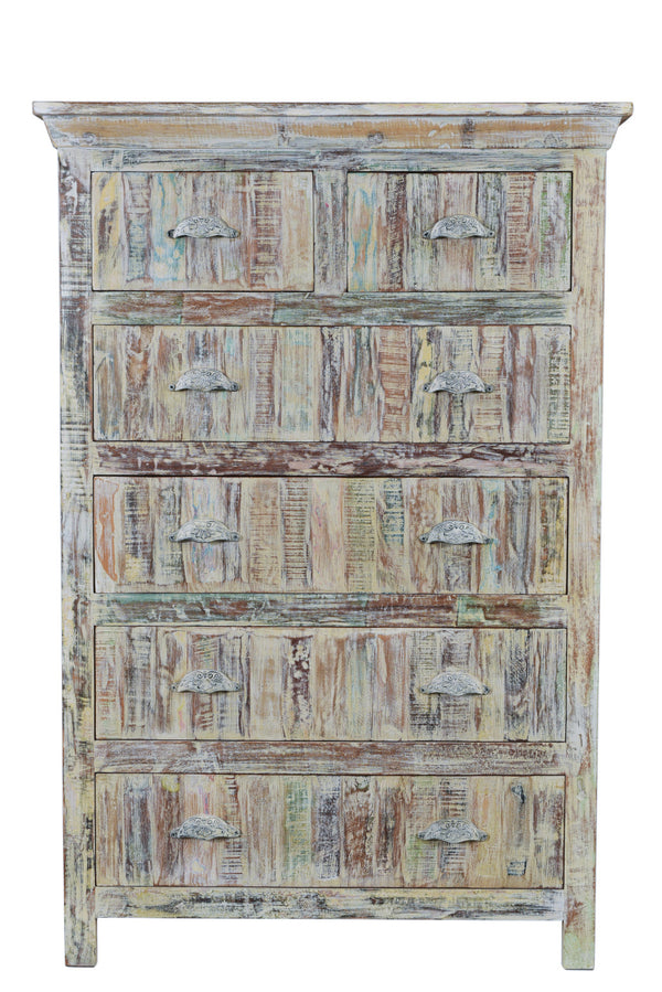 Homeroots 36" White Solid Wood Six Drawer Chest  Solid Wood 521246