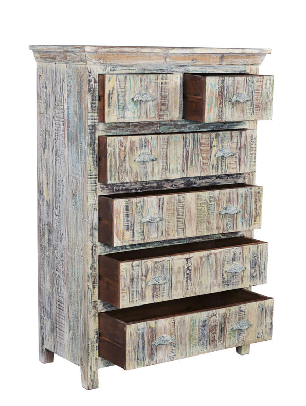 Homeroots 36" White Solid Wood Six Drawer Chest  Solid Wood 521246