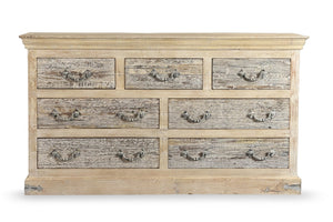 HomeRoots 64" White Double Dresser - Timeless Solid Wood Design with 7 Drawers & Rustic Farmhouse Charm 521247