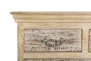 HomeRoots 64" White Double Dresser - Timeless Solid Wood Design with 7 Drawers & Rustic Farmhouse Charm 521247