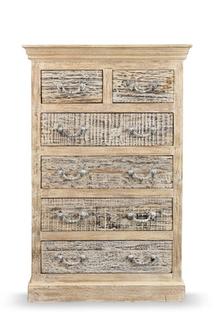 Homeroots 35" White Solid Wood Six Drawer Chest  Solid Wood 521248