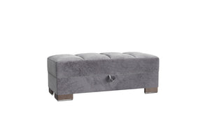 Homeroots 21" Gray Microfiber And Brown Tufted Storage Ottoman   521257