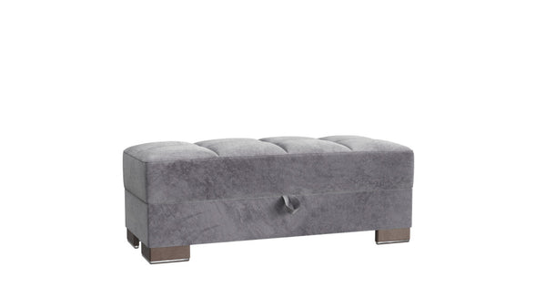 Homeroots 21" Gray Microfiber And Brown Tufted Storage Ottoman   521257