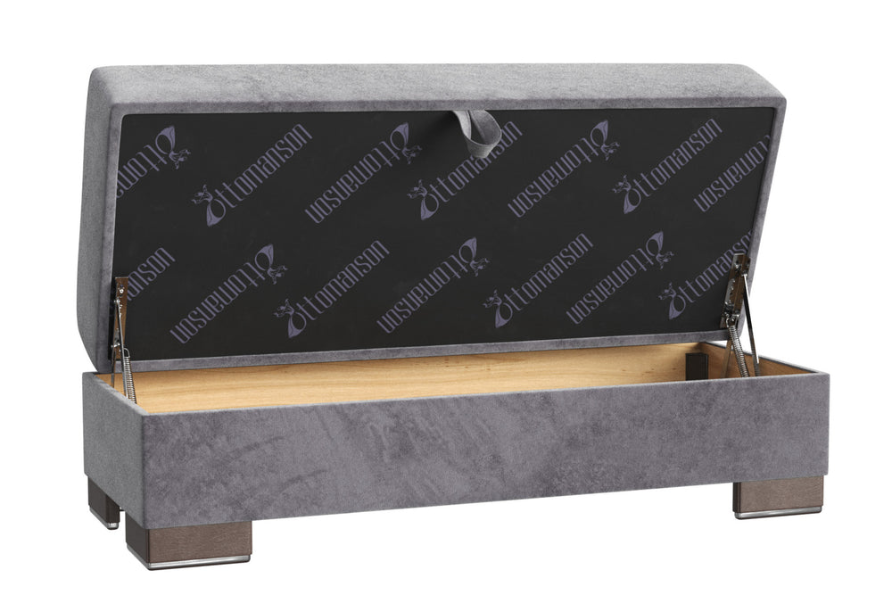 Homeroots 21" Gray Microfiber And Brown Tufted Storage Ottoman   521257