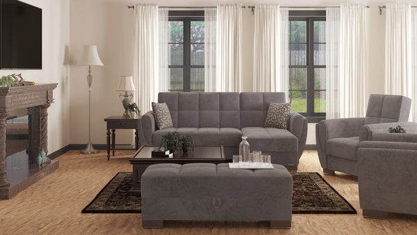 Homeroots 21" Gray Microfiber And Brown Tufted Storage Ottoman   521257