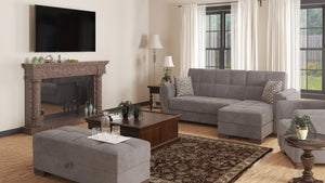 Homeroots 21" Gray Microfiber And Brown Tufted Storage Ottoman   521257