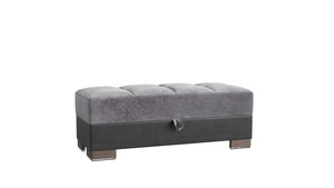 Homeroots 21" Gray Microfiber And Black Tufted Storage Ottoman   521258