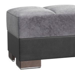 Homeroots 21" Gray Microfiber And Black Tufted Storage Ottoman   521258