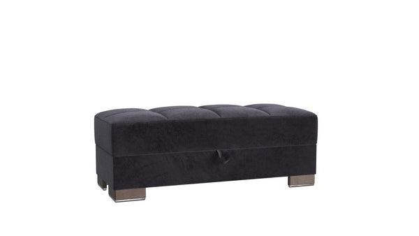 Homeroots 21" Black Microfiber And Brown Tufted Storage Ottoman   521259