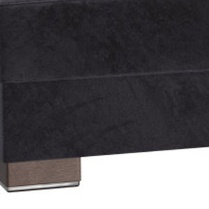 Homeroots 21" Black Microfiber And Brown Tufted Storage Ottoman   521259