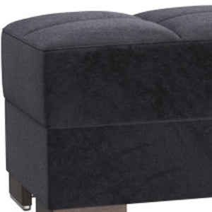 Homeroots 21" Blue Microfiber And Brown Tufted Storage Ottoman   521260