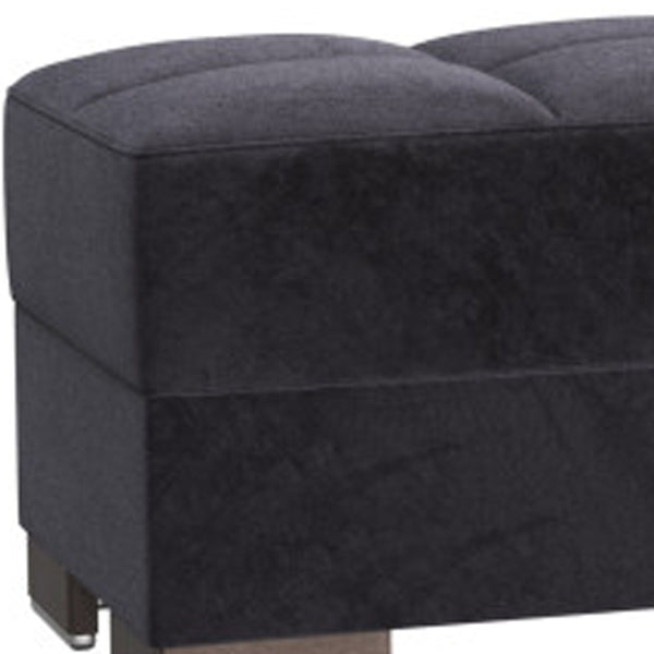 Homeroots 21" Blue Microfiber And Brown Tufted Storage Ottoman   521260