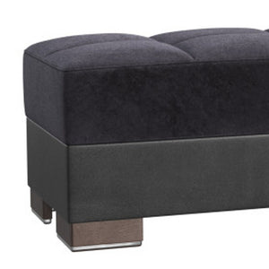 Homeroots 21" Black Microfiber And Faux Leather Tufted Storage Ottoman   521261
